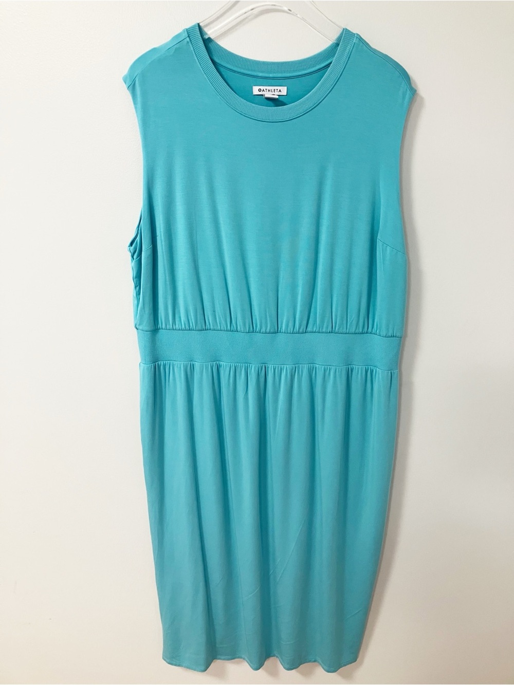 Athleta | Blue Santorini Cinch Midi Dress 1X Athletic Casual Chic Minimalist